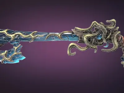Crystal musket Low-poly 3D model
