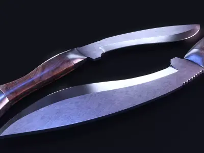 Kukri Knife Low-poly 3D model 2