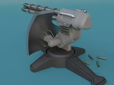 3D model turret machine gun 3D model
