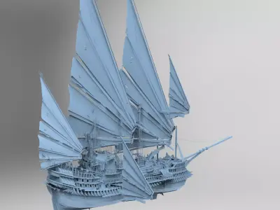 Great Khan Ocean Battleship  Low-poly 3D model