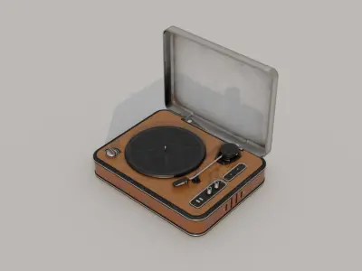 Retro Stylized  Vinyl Player Low-poly 3D model