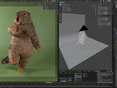 Marmot Rigged Blender Hair Simulation Free 3D model
