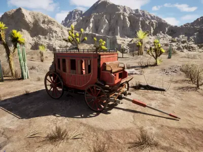 Wild West Wagon Pack Low-poly 3D model