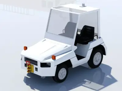 Toyota TD25 Small Tractor airport Tug Low Poly Low-poly 3D model