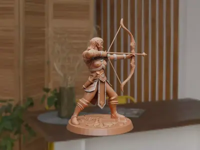 Elf Archer Miniature - 28mm Printable  3D model