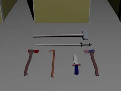 Simple Melee Weapons Pack With Regular Coloring Free low-poly 3D model