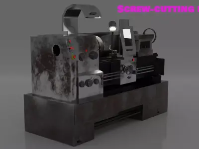 Screw-cutting lathe  Low-poly 3D model