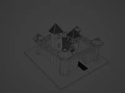 Low Poly Castle Red Low-poly 3D model