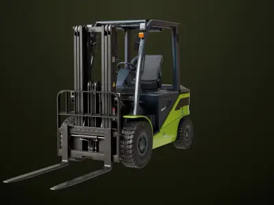 Forklift Truck03 Green All PBR Unity UE Textures Low-poly 3D model