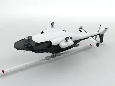 Airwolf Helicopter Low-poly 3D model