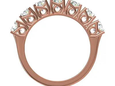 Seven Stone Antique Solitaire Wedding Ring 3D print model