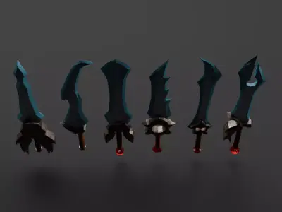 6 Fantasy Stylized Swords Pack Low Poly Game Ready  Low-poly 3D model