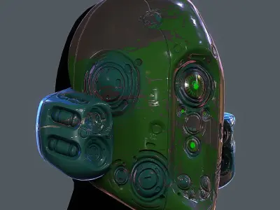Gas mask helmet 3d model scifi Low-poly  Low-poly 3D model 76