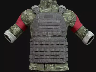 Military Vest Low-poly 3D model get