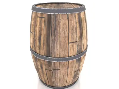 Wooden Barrel Low-poly 3D model 2