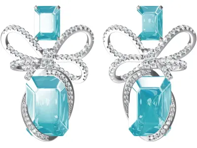 Beautiful Aquamarine Bow Earring 3D print model