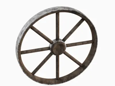 Western Wooden Wheel 02 3D model