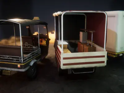 Tuk-tuks tricycle with cart Low-poly 3D model