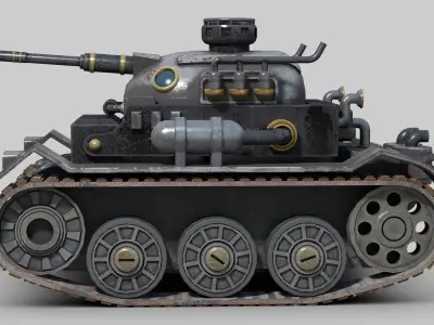 Cartoon Steampunk Tank 3D model