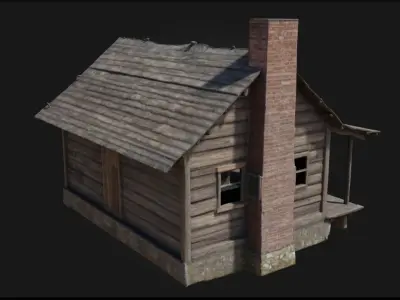 Rustic Cabin  Cozy Wilderness Retreat in Timber and Stone 3D model