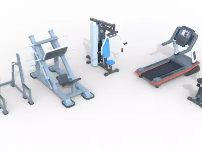 Gym Props  Fitness Equipment Set  Low-poly 3D model