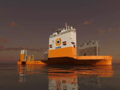 Heavy transport vessel orange 3D model