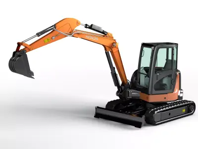 Rigged Hitachi Zaxis 55U - ZX55U Hydraulic Excavator 3D model