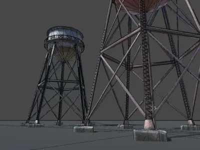Big Water Tower Low-poly 3D model