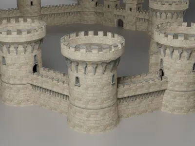 Medieval castle Low-poly 3D model 3