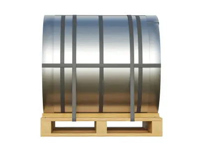 Steel Coil and Wooden Pallet 3D model