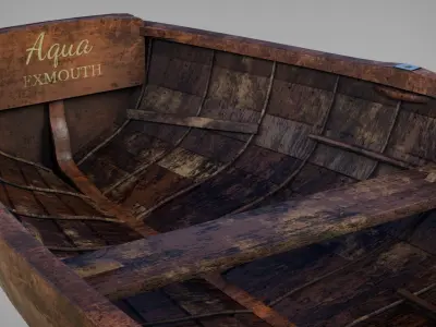 Old wooden boat 3D model