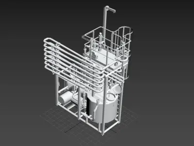 Pasteuriser - Industrial machine - with tank - pipes and pumps  3D model