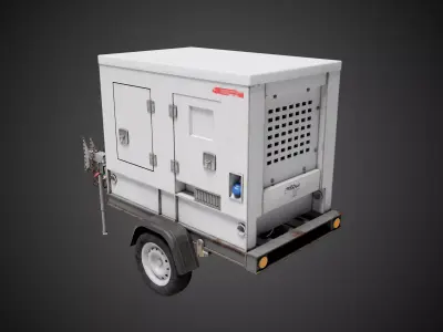  Mobile Trailer Generator Industrial Prop Low-poly 3D model