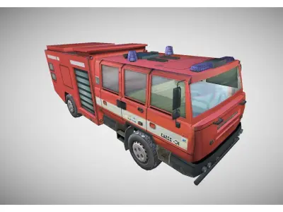 low poly fire truck Low-poly 3D model