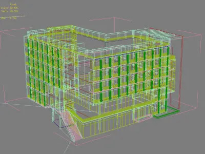 Architecture office building with stairs 3D model