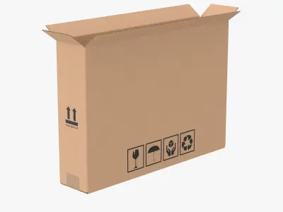 Cardboard Box 50x10x35 Half Open 3D model