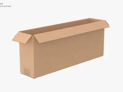 Cardboard Box 50x10x20 Open 3D model