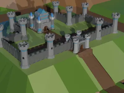 Low Poly 3D Medieval Castle  Low-poly 3D model