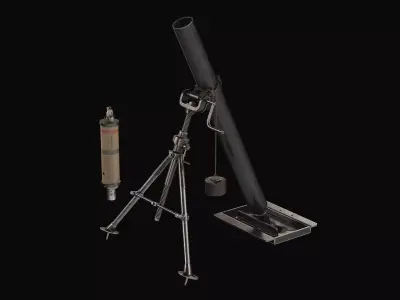 3 Inch British Stokes Trench Mortar WW1 Low-poly 3D model