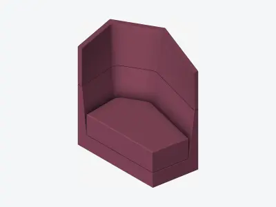 Furniture - Seating - Contemporary - Scoop - Medium Back - Left Low-poly 3D model