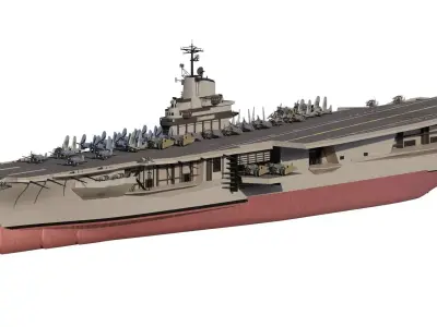 WW2 US NAVY AIRCRAFT CARRIER based on USS Intrepid   3D model