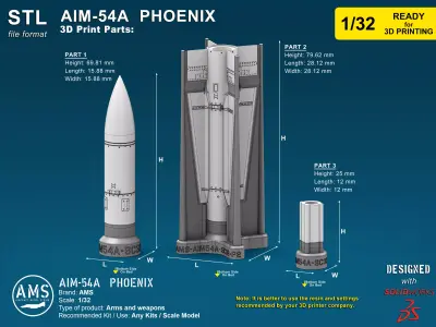 AIM-54A Phoenix - Scale 1-32 NEW 3D print model