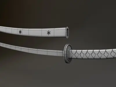 Japanese Katana Sword Low-poly 3D model