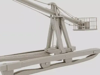 Fantasy Wooden Dock Crane for 3D print 3D model