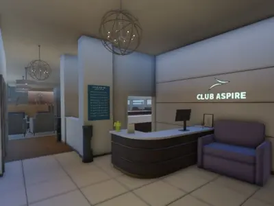 FULLY DONE Realistic Airport Lounge with Kitchen Bathroom Low-poly 3D model