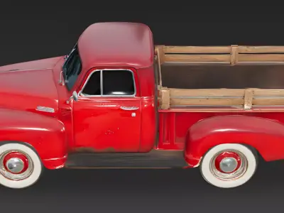 Realistic 1950s Rural Pickup Truck 3D Model Low-poly 3D model