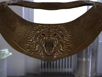 Lion neck armor baroque detail 3D model