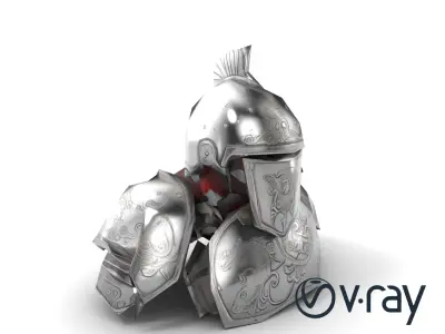 Medieval Knight Armor Polished Steel model pack Low-poly 3D model