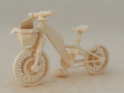 Cartoon Messenger bike Origami Toy bike low 3D model