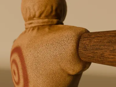 Realistic Wooden Training Dummy  Stylized Scarecrow Target Model Low-poly 3D model
